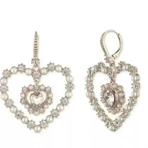 Marchesa Gold Tone Heart Drop Earrings